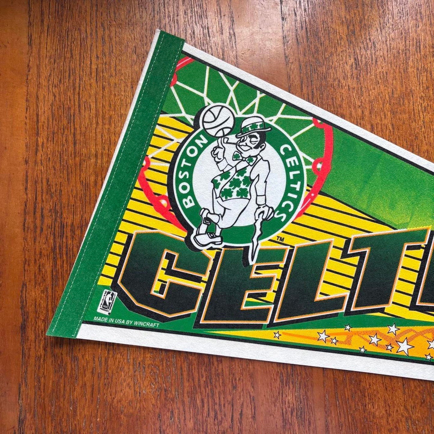 Vintage 90s USA Boston Celtics basketball NBA pennant