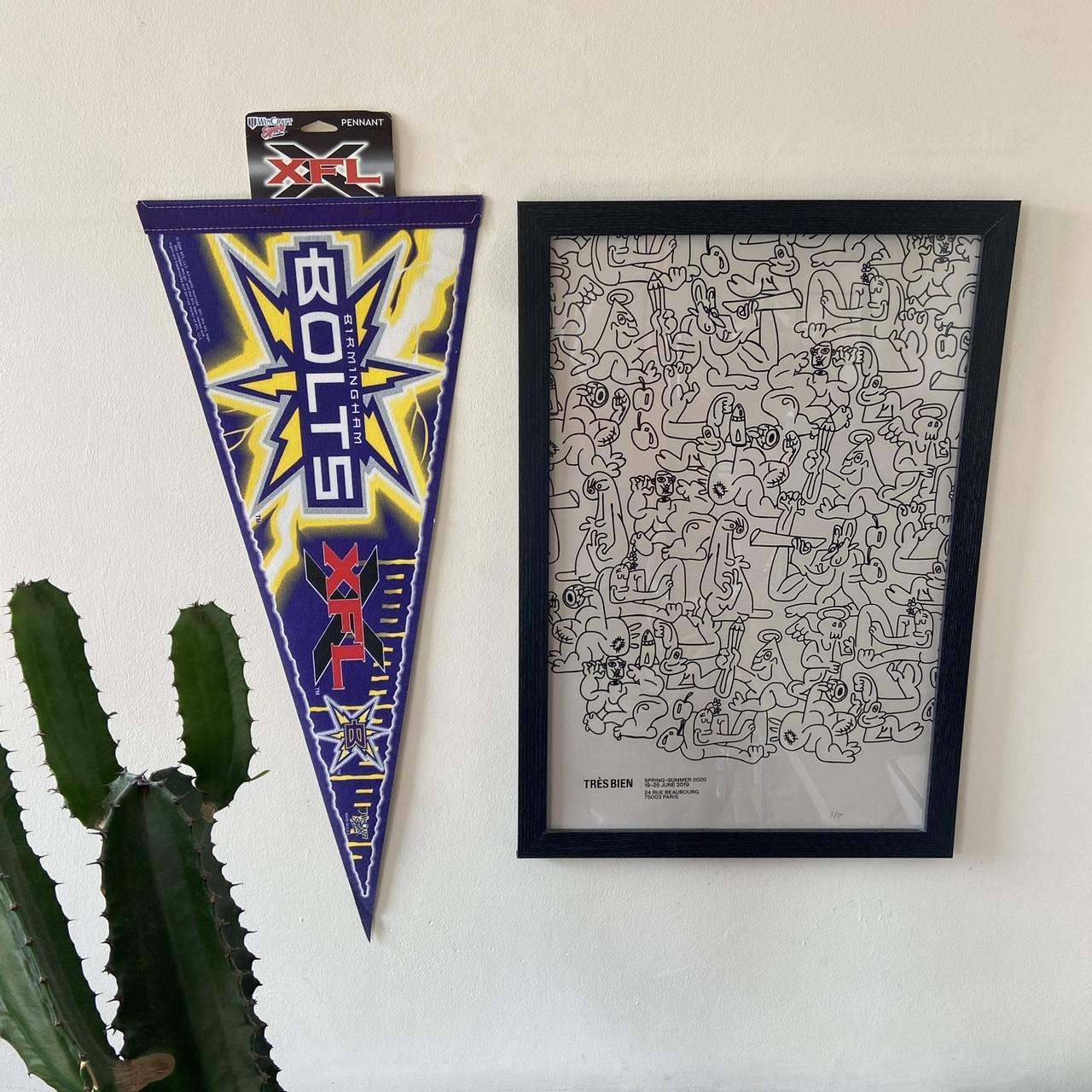 Vintage Y2K 2000s USA Birmingham Bolts XFL American Football felt pennant