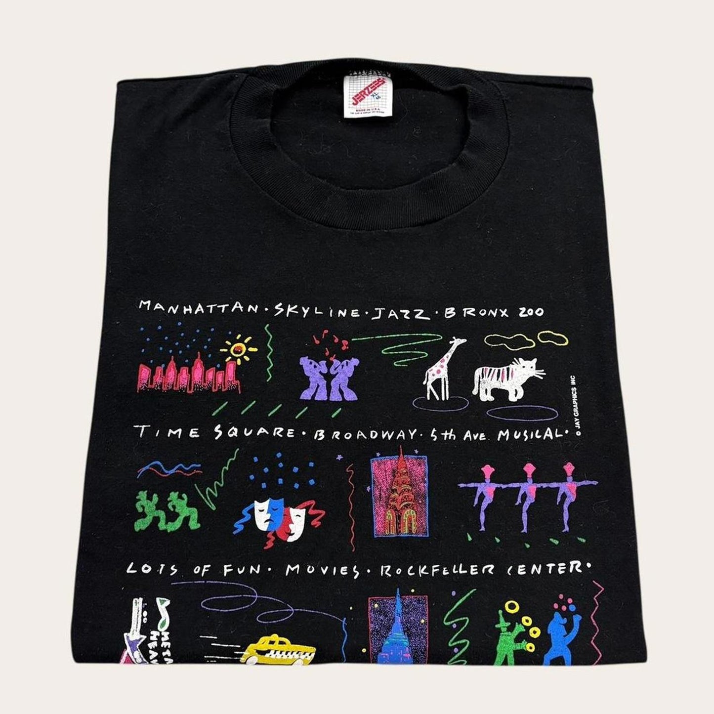 Vintage 90s USA New York City famous landmarks tourist souvenir graphic t-shirt