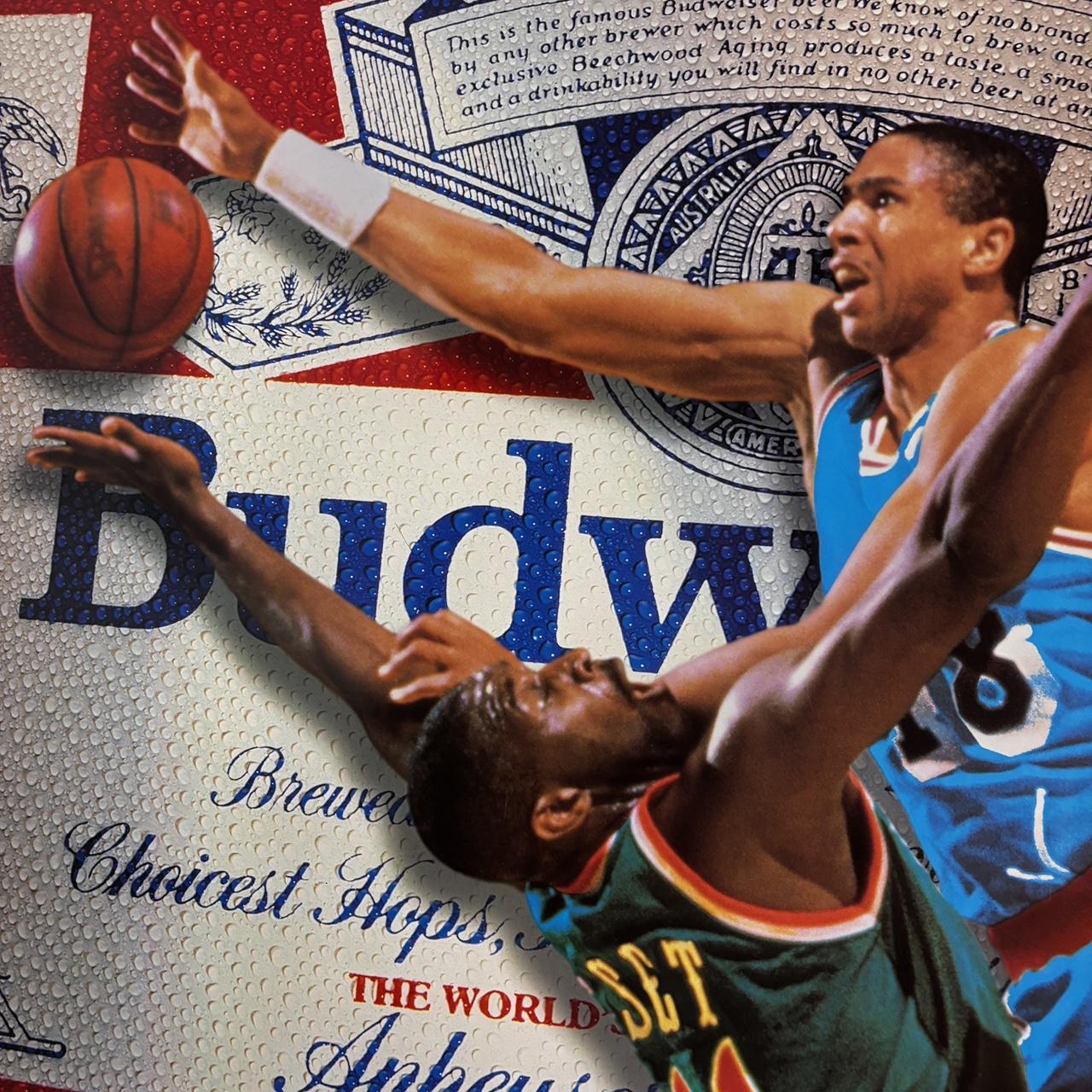 Vintage 90s Budweiser beer poster NBA basketball print