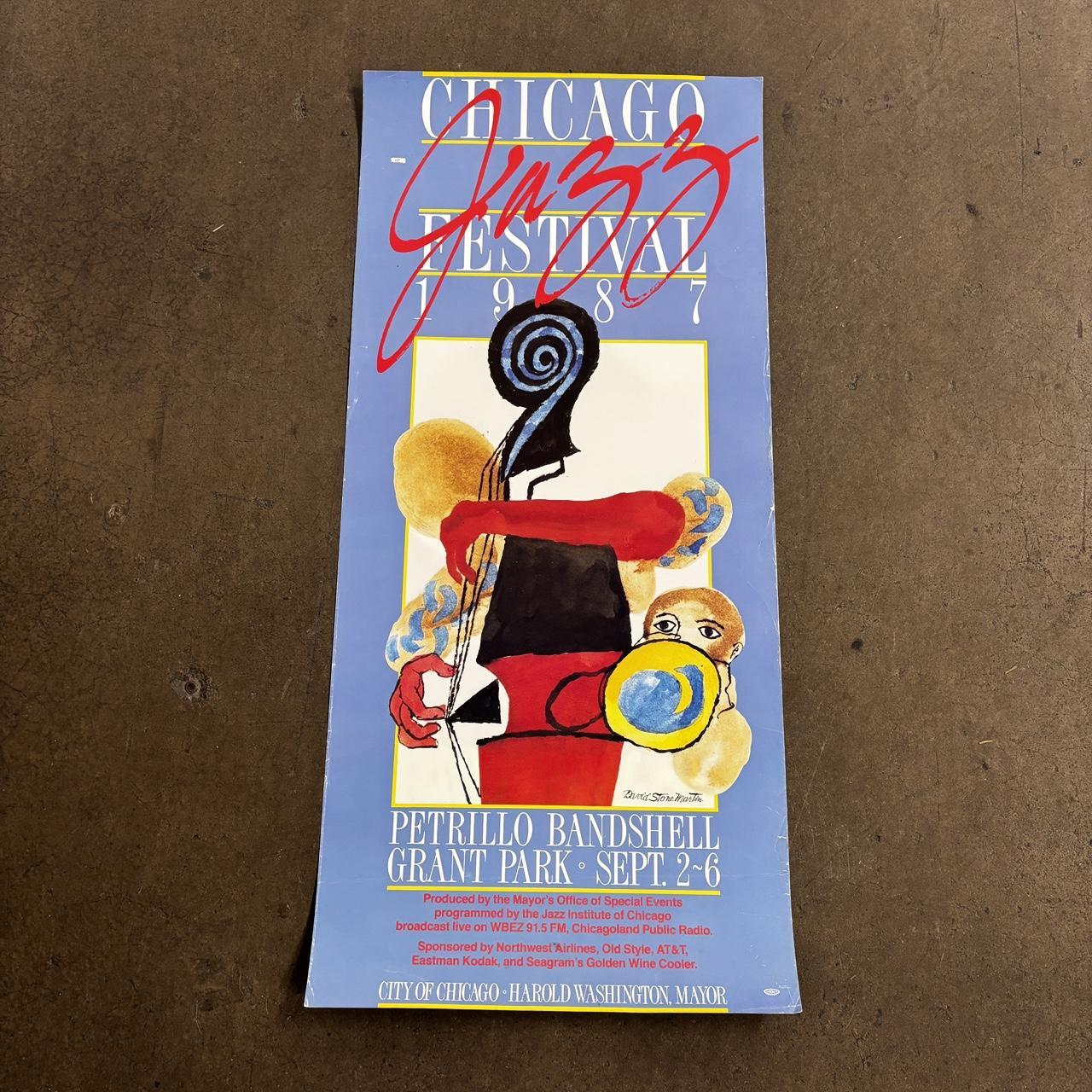 Vintage 80s Chicago Jazz Festival poster David Stone Martin print