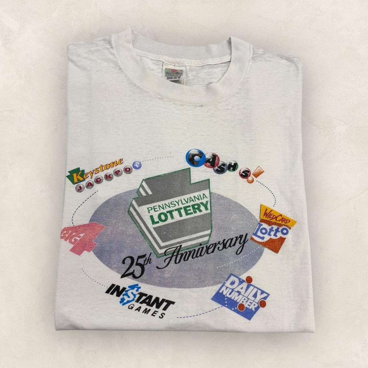 Vintage 90s USA Pennsylvania Lottery 25th anniversary graphic t-shirt
