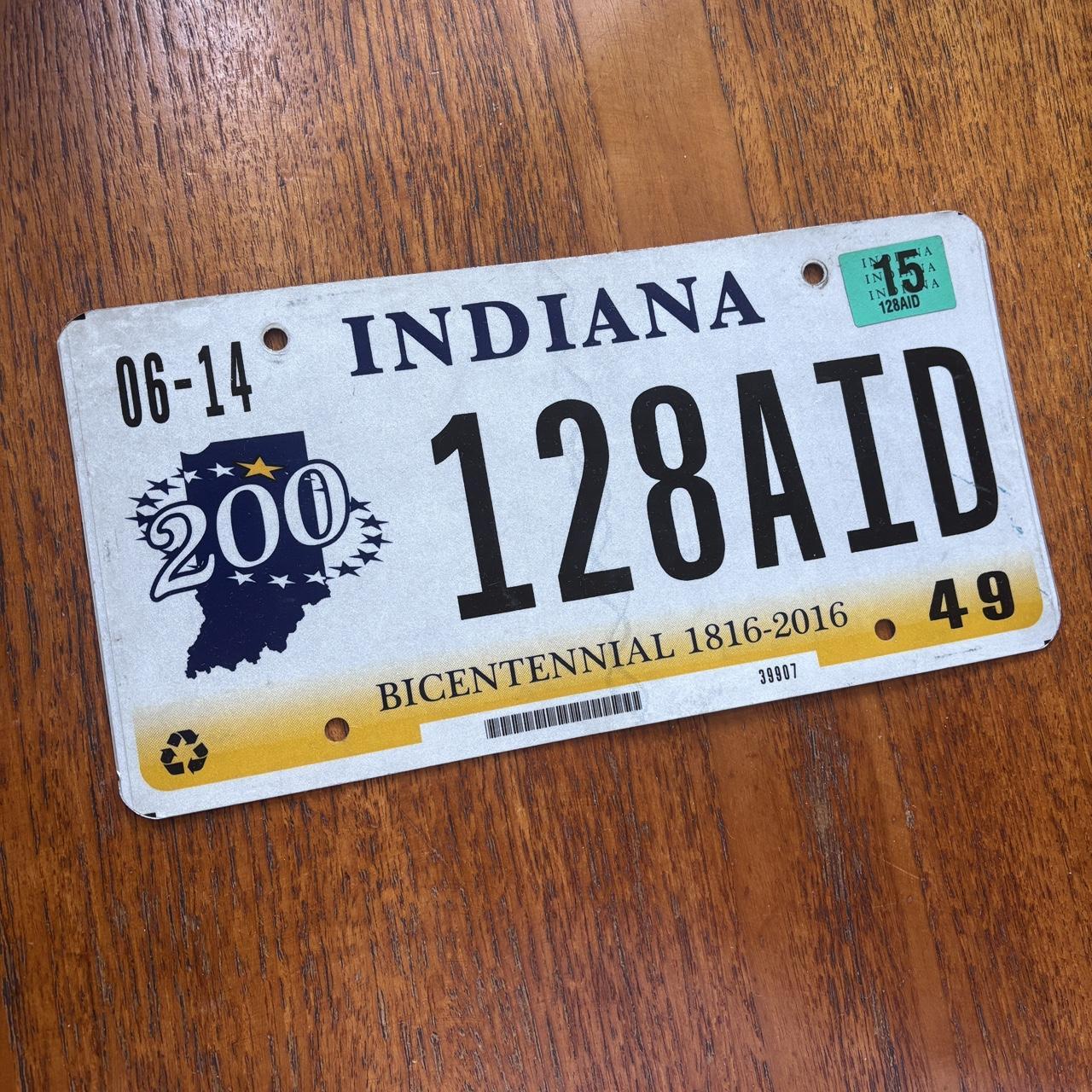 Vintage Y2K USA Indiana state bicentennial American license plate