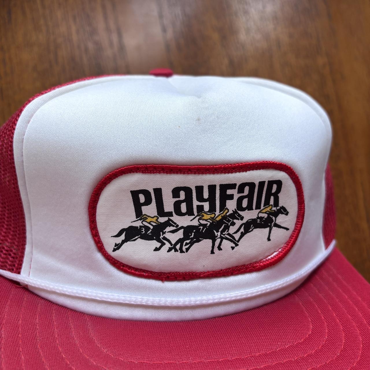 Vintage 90s USA Playfair race course horse racing Spokane Washington graphic trucker cap