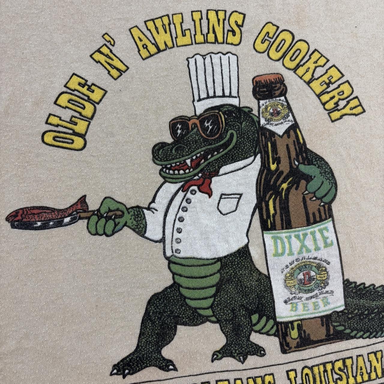 Vintage 80s USA New Orleans Louisiana cookery alligator graphic t-shirt