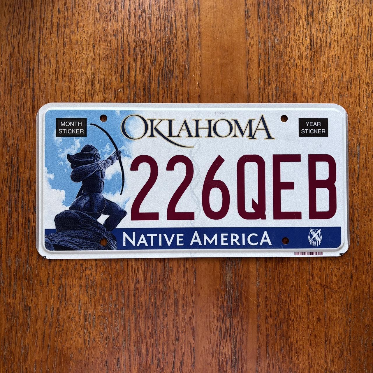 Vintage 90s USA Oklahoma native America license plate