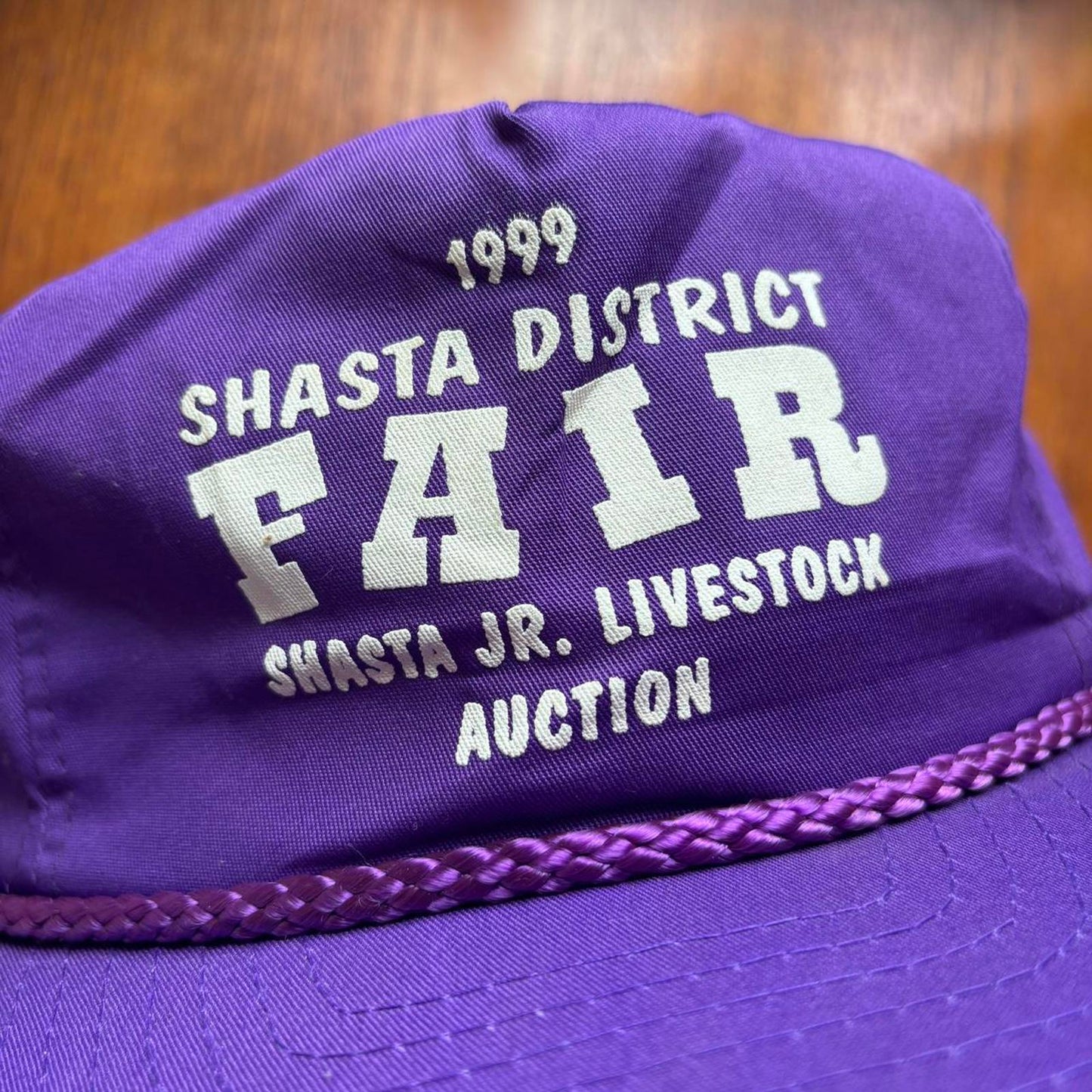Vintage 90s USA Shasta district fair livestock auction California graphic cap