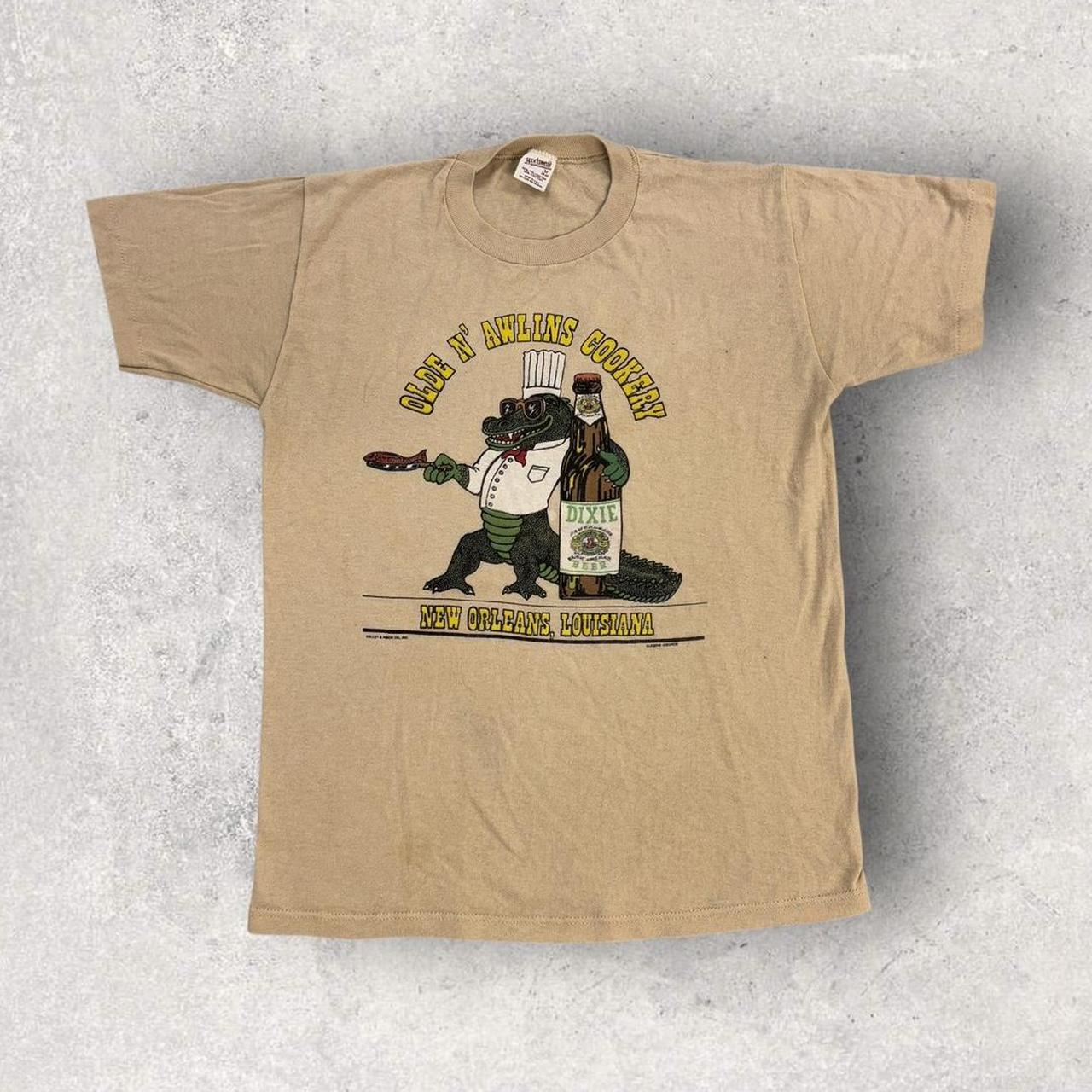 Vintage 80s USA New Orleans Louisiana cookery alligator graphic t-shirt