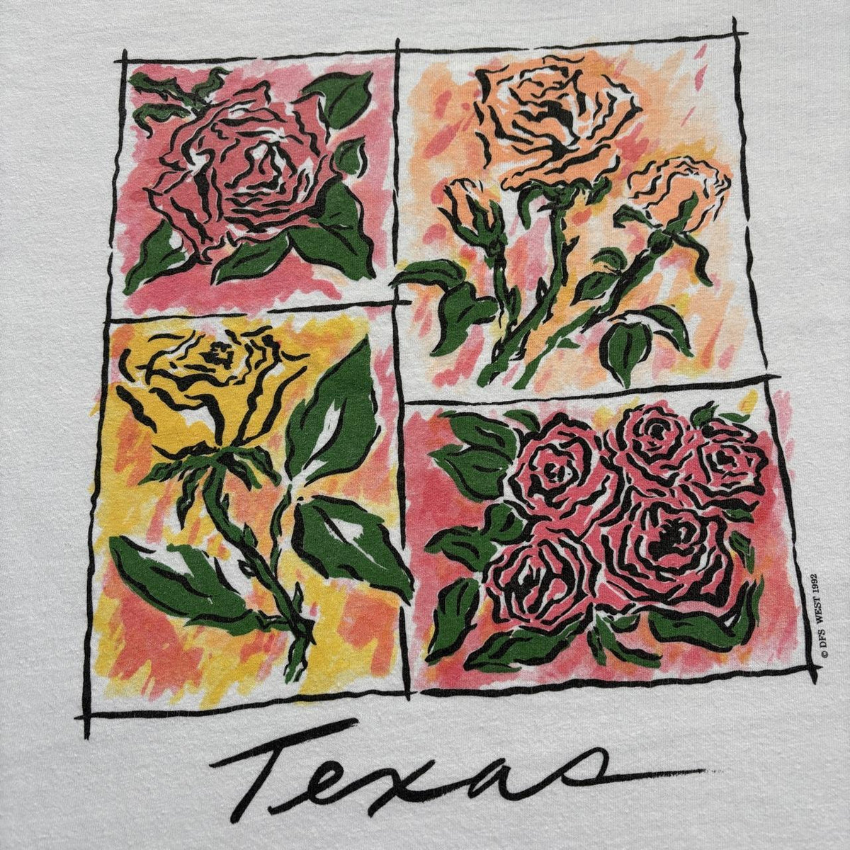 Vintage 90s USA Texas wildflowers nature souvenir t-shirt