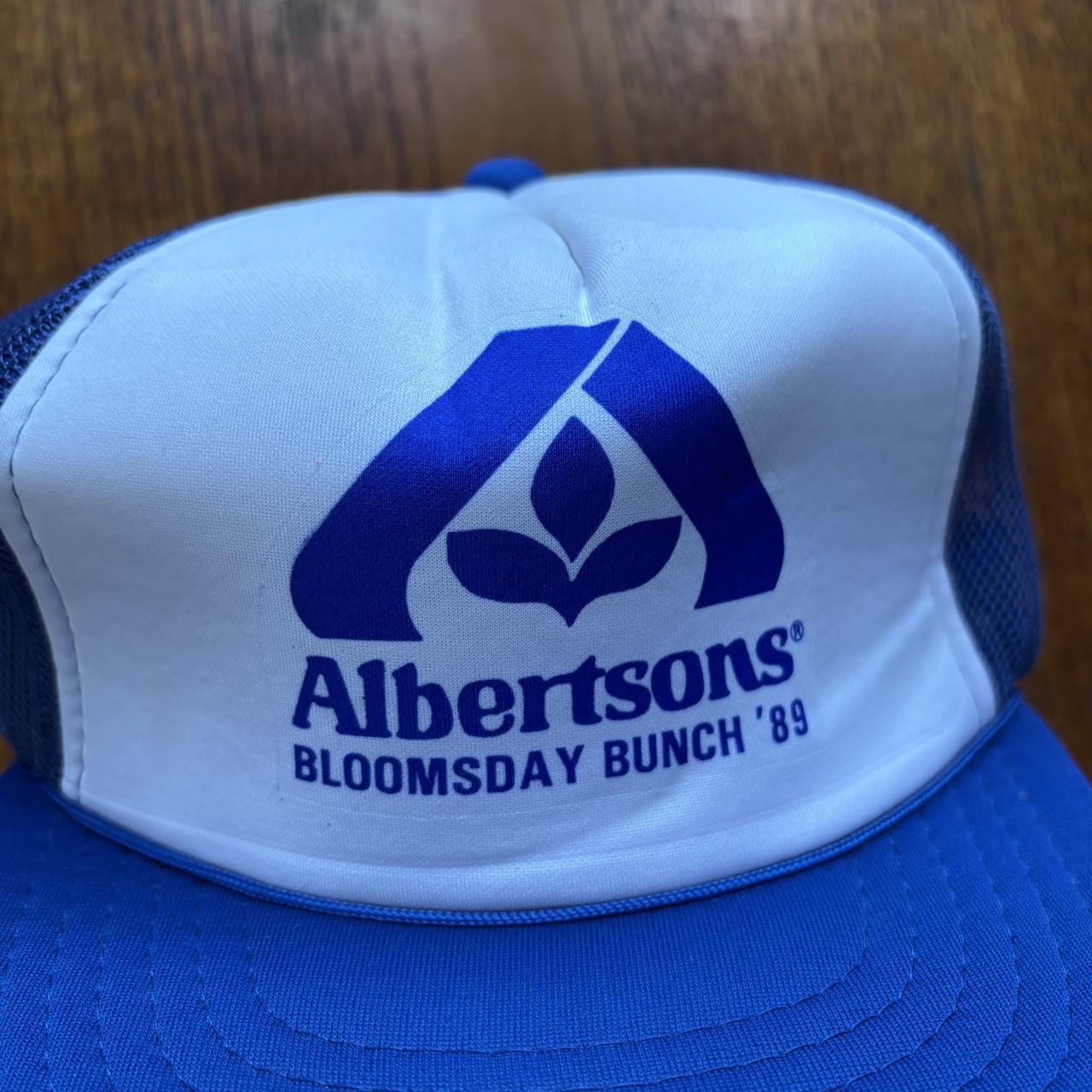 Vintage 80s USA Albertsons supermarket Bloomsday bunch graphic trucker cap