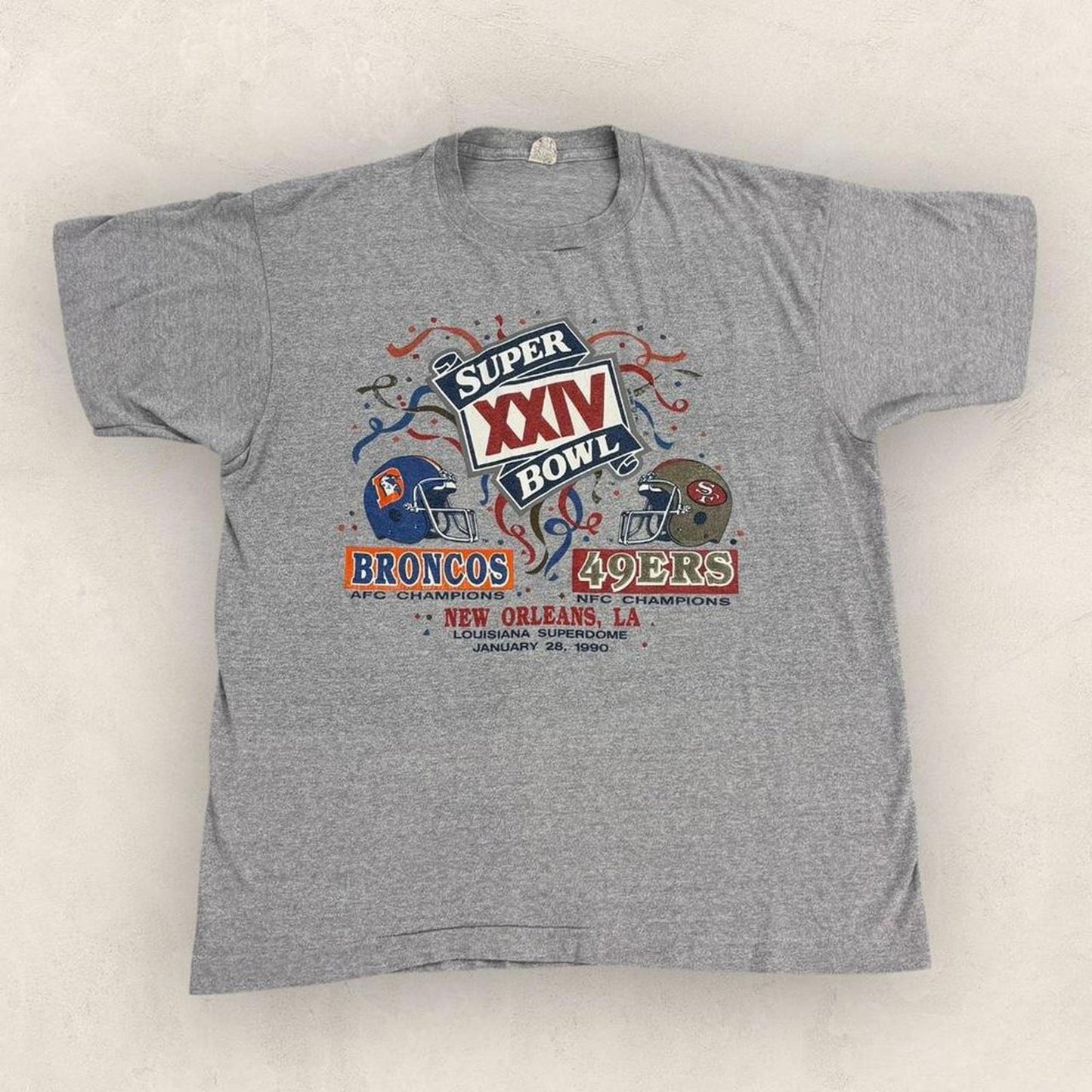 Vintage 90s USA Super Bowl 24 Broncos vs 49ers NFL American Football t-shirt