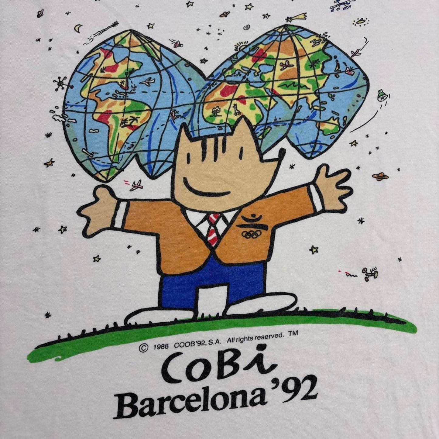 Vintage 90s Barcelona Olympics summer games athletics Cobi mascot t-shirt