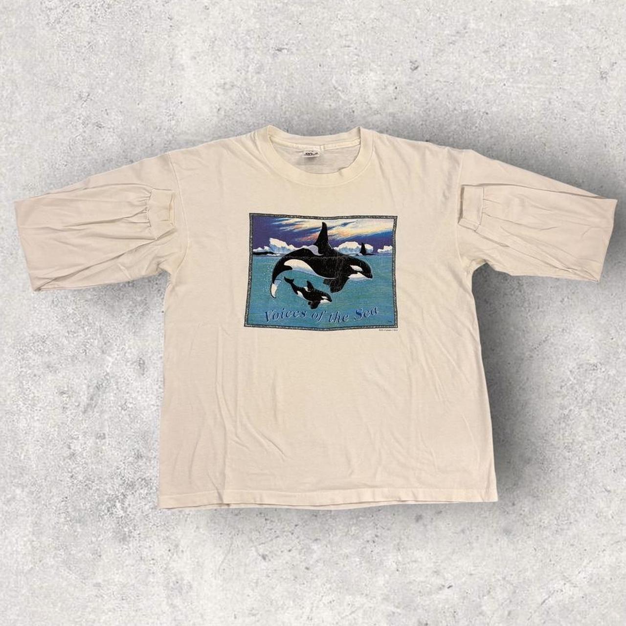 Vintage 90s USA Orca Whales humanitees nature wildlife long sleeve t-shirt
