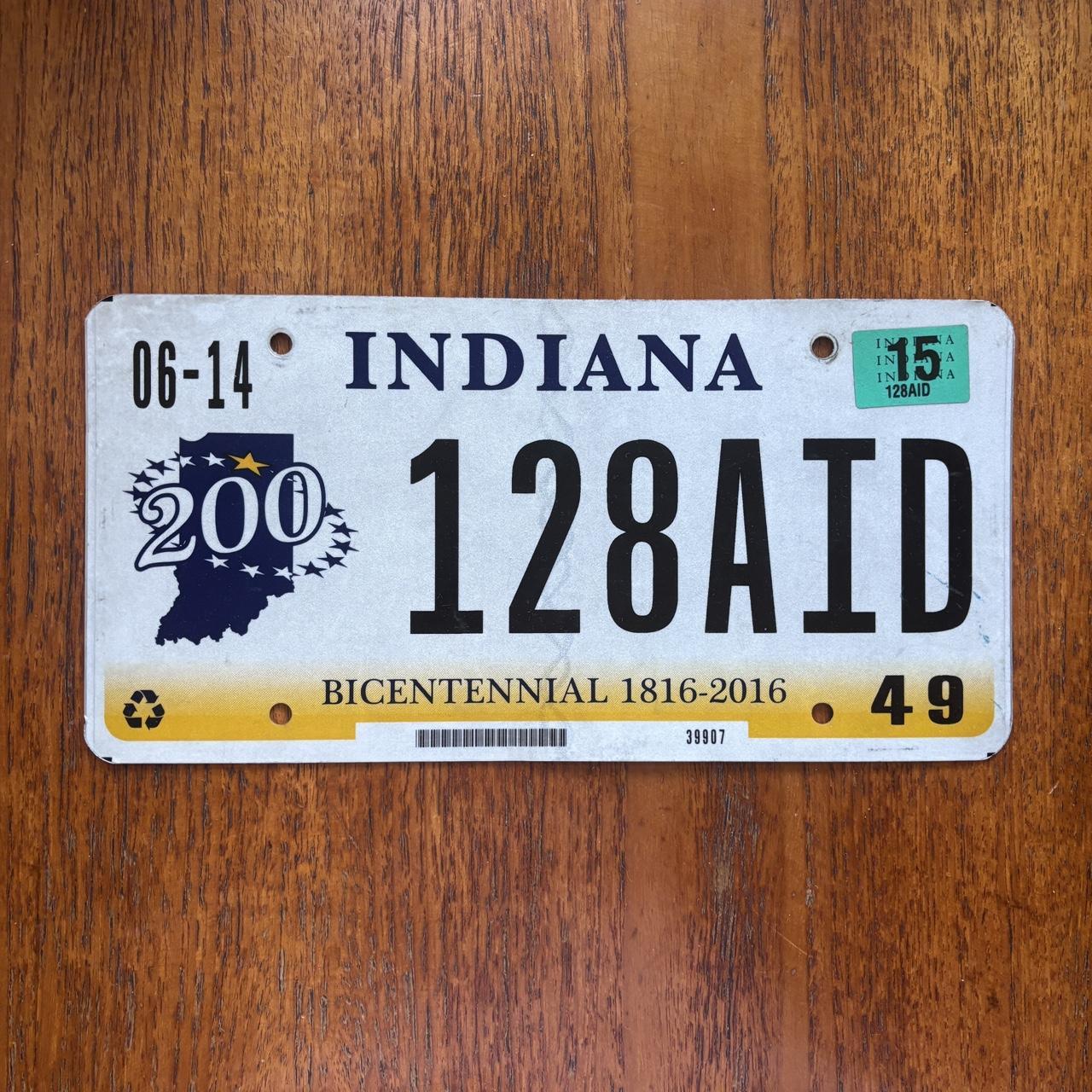 Vintage Y2K USA Indiana state bicentennial American license plate