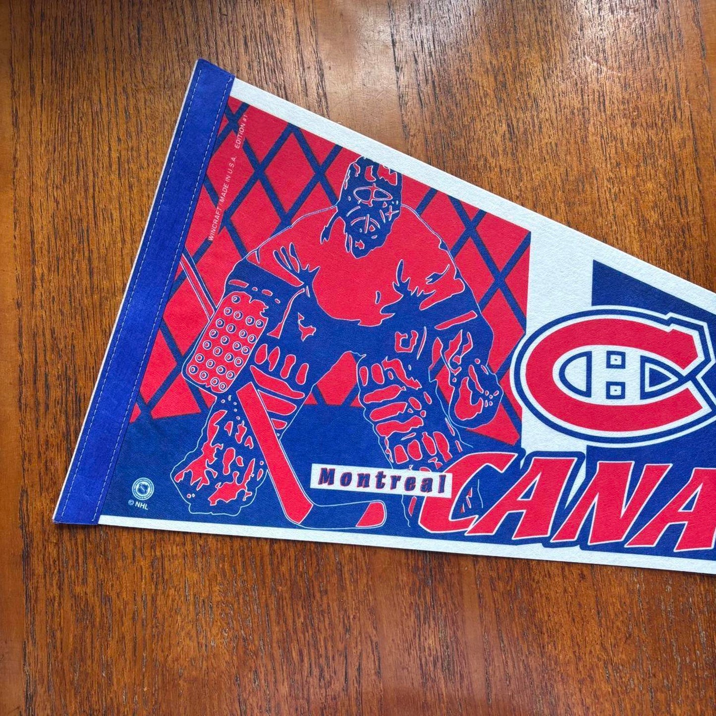 Vintage 90s Montreal Canadiens NHL ice hockey felt pennant