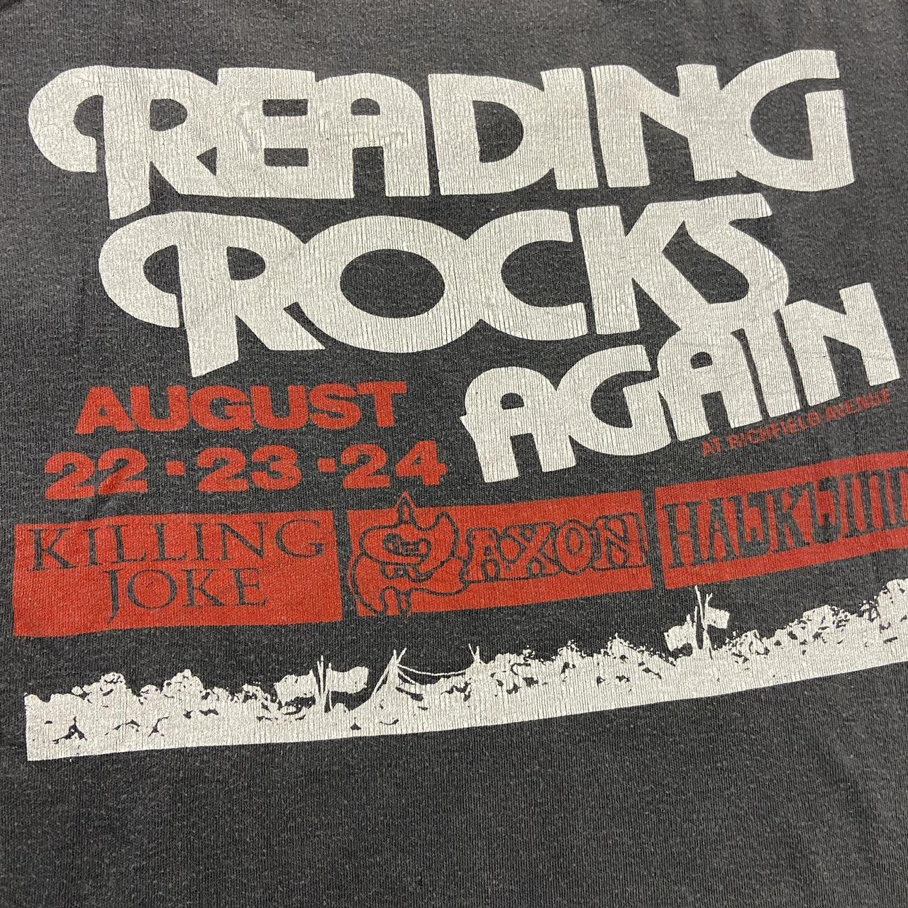 Vintage 80s Reading Festival Reading Rocks Again music festival promotional graphic t-shirt