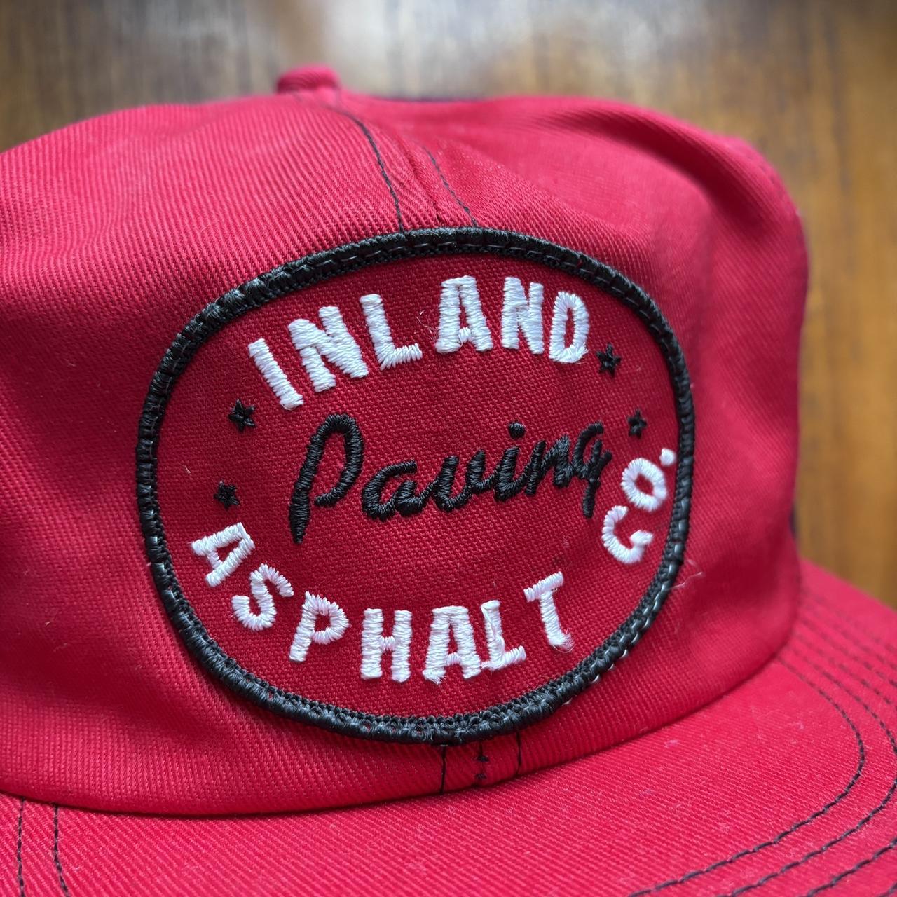 Vintage 90s USA Inland asphalt paving company graphic trucker cap