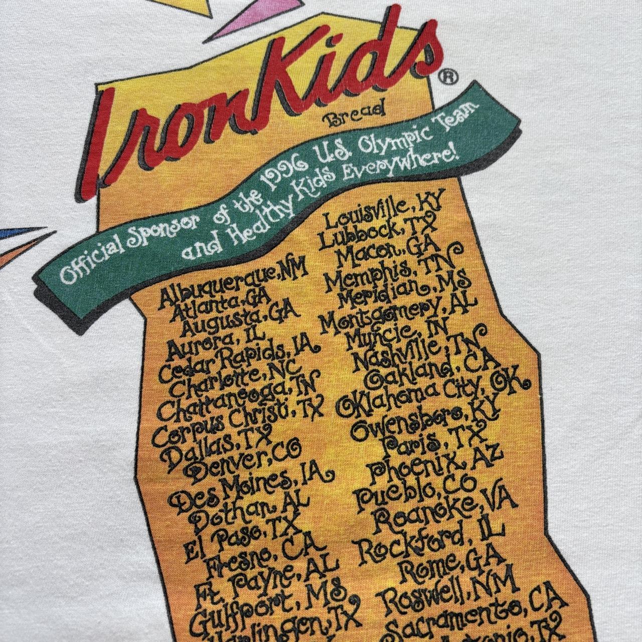 Vintage 90s USA Atlanta Olympics athletics Iron Kids bread sponsor t-shirt