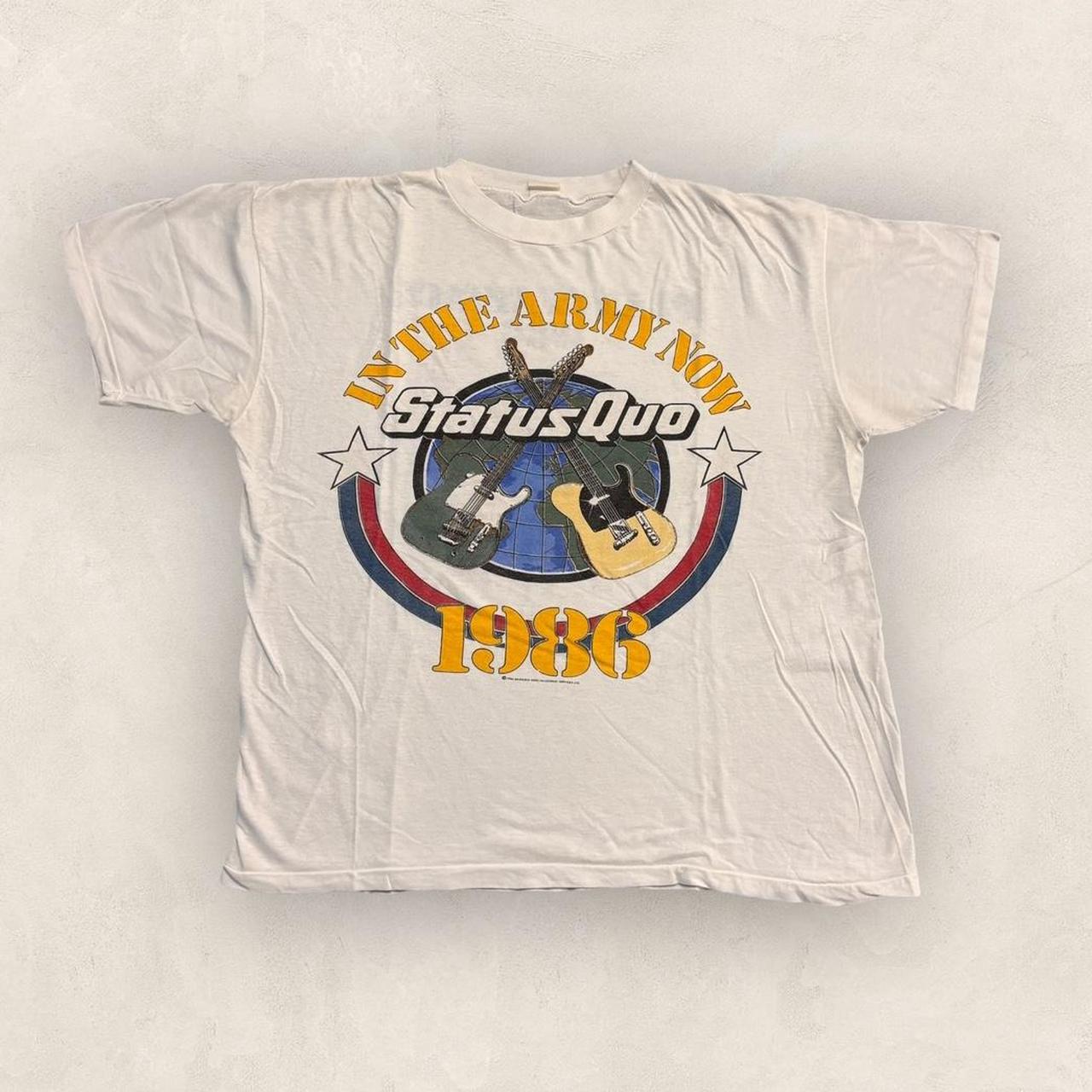 Vintage 80s Status Quo in the army now UK tour rock band graphic t-shirt