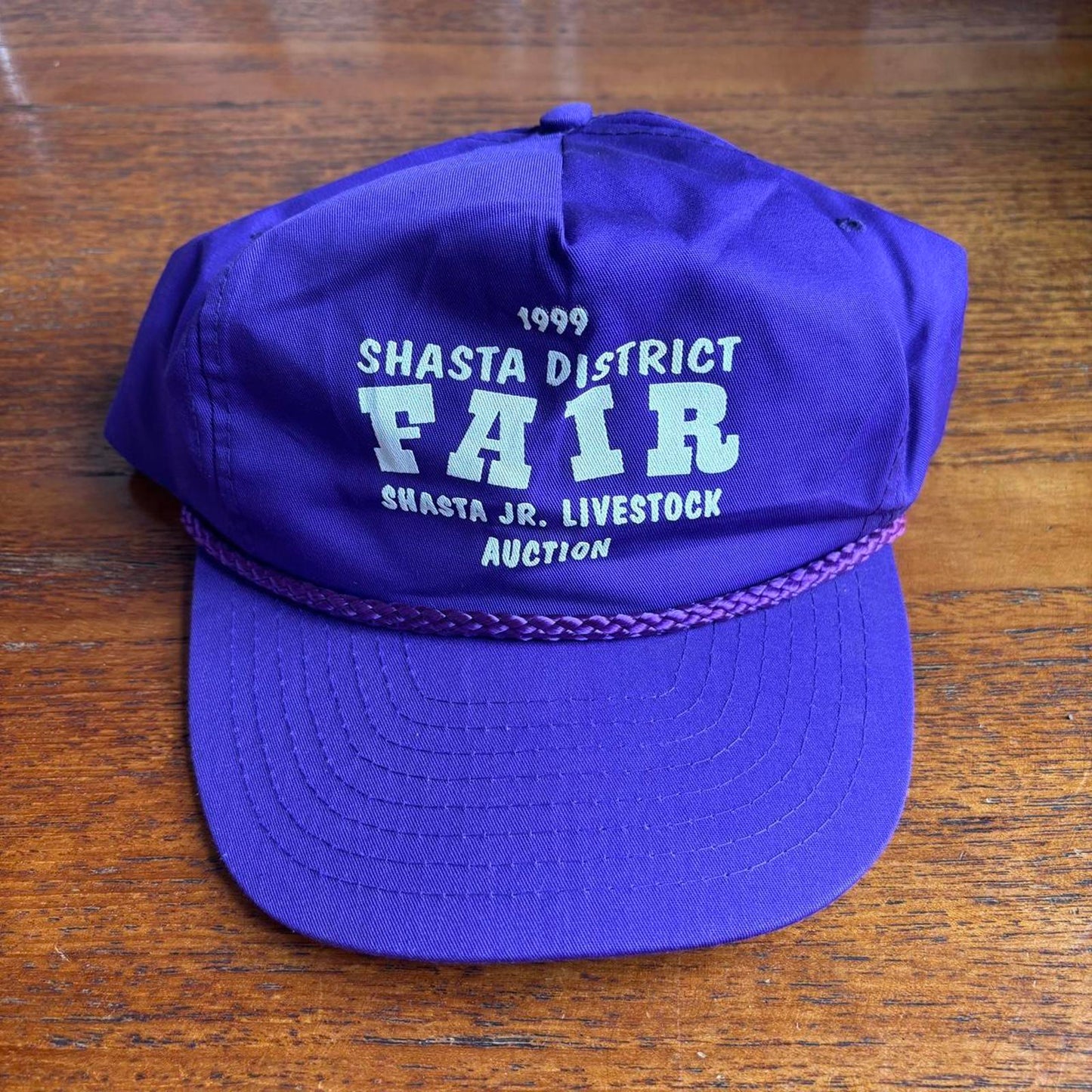 Vintage 90s USA Shasta district fair livestock auction California graphic cap