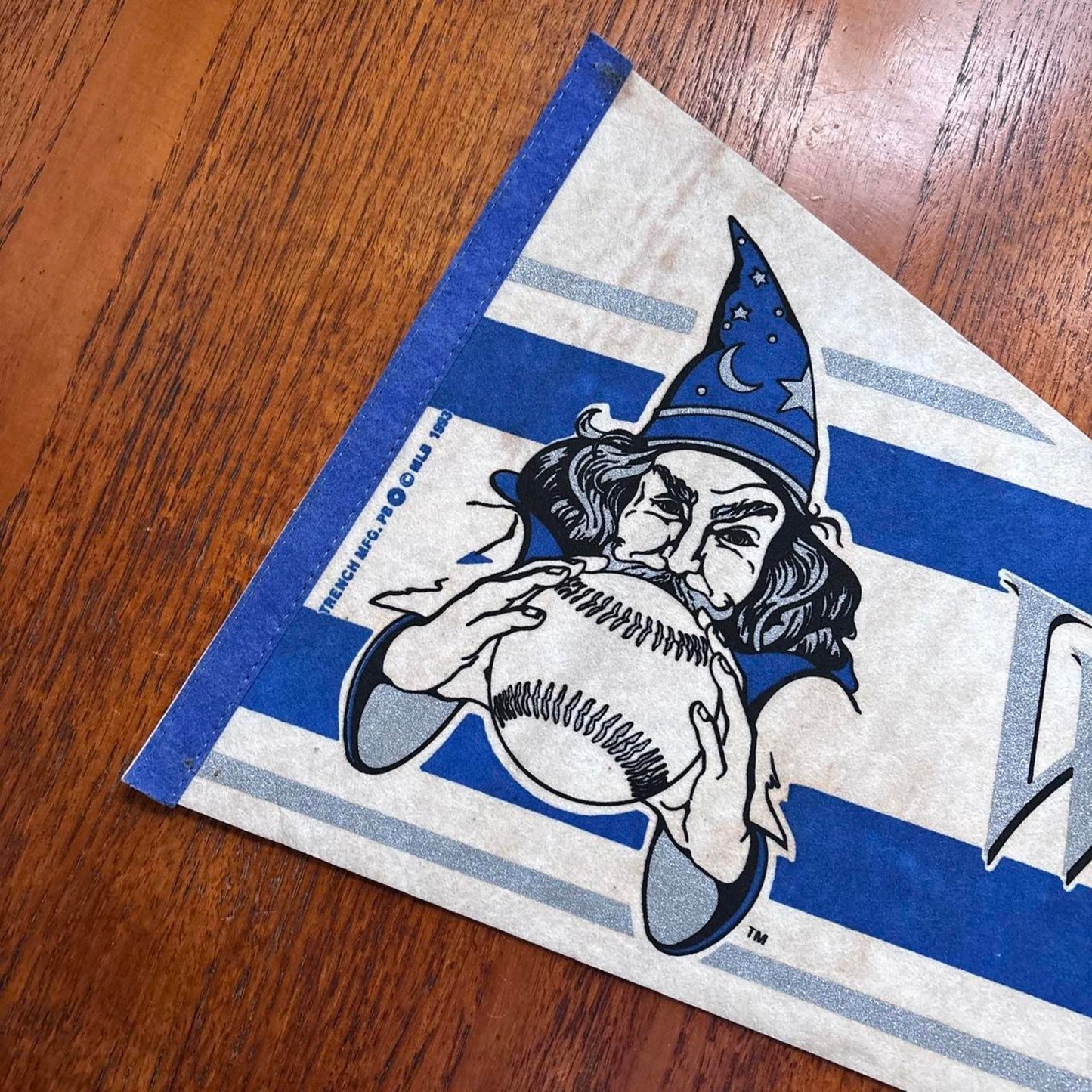 Vintage 90s USA For Wayne Wizards minor league baseball felt pennant