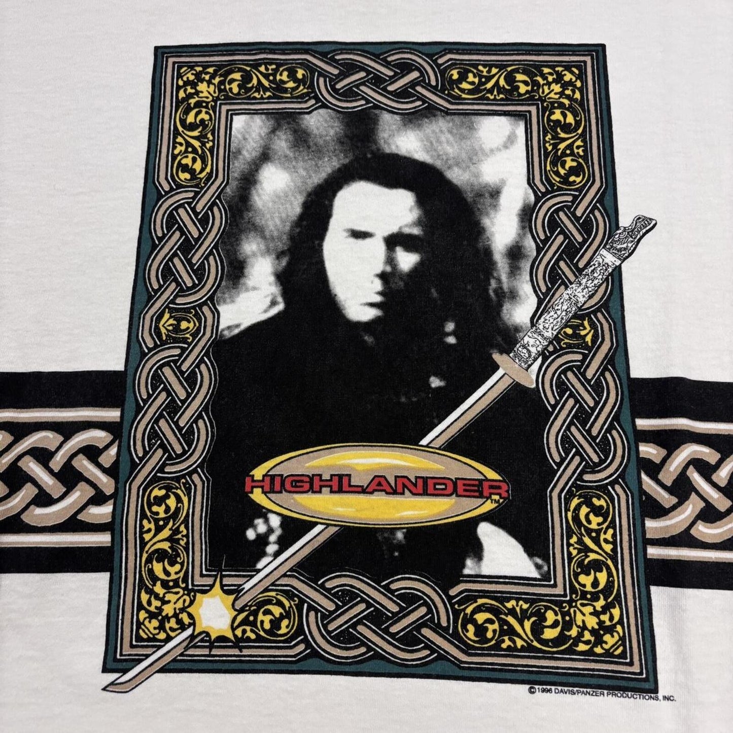 Vintage 90s USA Highlander action fantasy movie film promotional t-shirt
