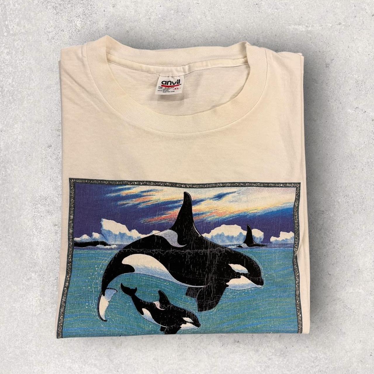 Vintage 90s USA Orca Whales humanitees nature wildlife long sleeve t-shirt