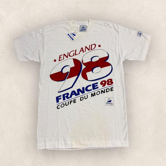 Vintage 90s France 98 World Cup football tournament England graphic t-shirt