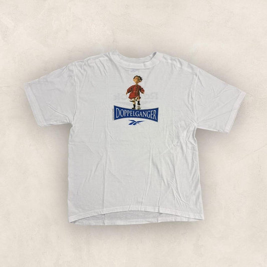 Vintage 90s USA Ryan Giggs Manchester United doppelgänger short film Reebok graphic t-shirt