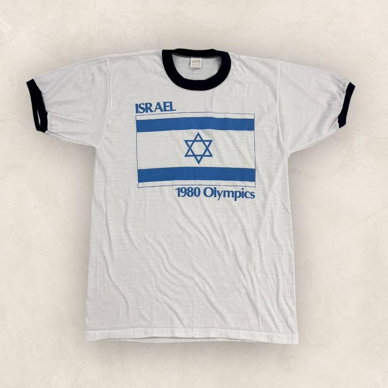 Vintage 80s Moscow Olympics team Israel summer games athletics ringer t-shirt
