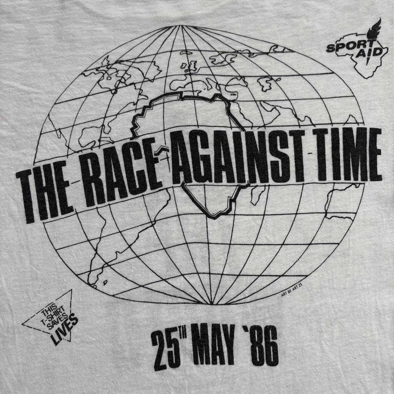 Vintage 80s USA Sport Aid I ran the world charity fundraiser t-shirt