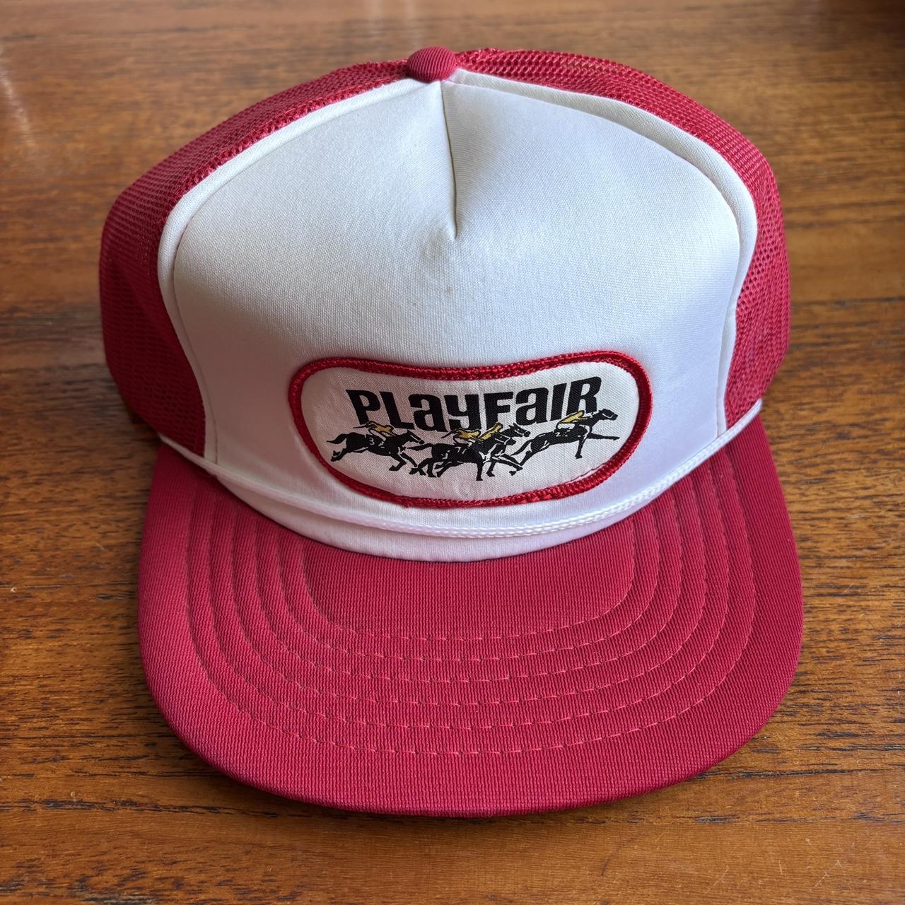 Vintage 90s USA Playfair race course horse racing Spokane Washington graphic trucker cap