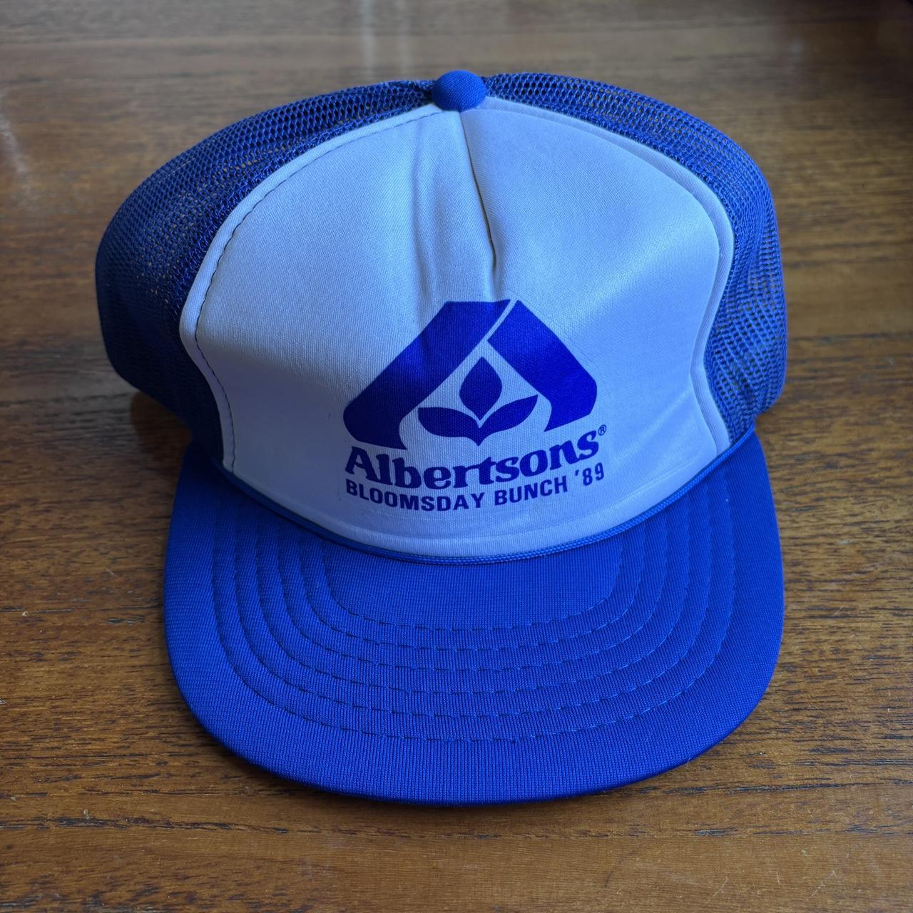 Vintage 80s USA Albertsons supermarket Bloomsday bunch graphic trucker cap