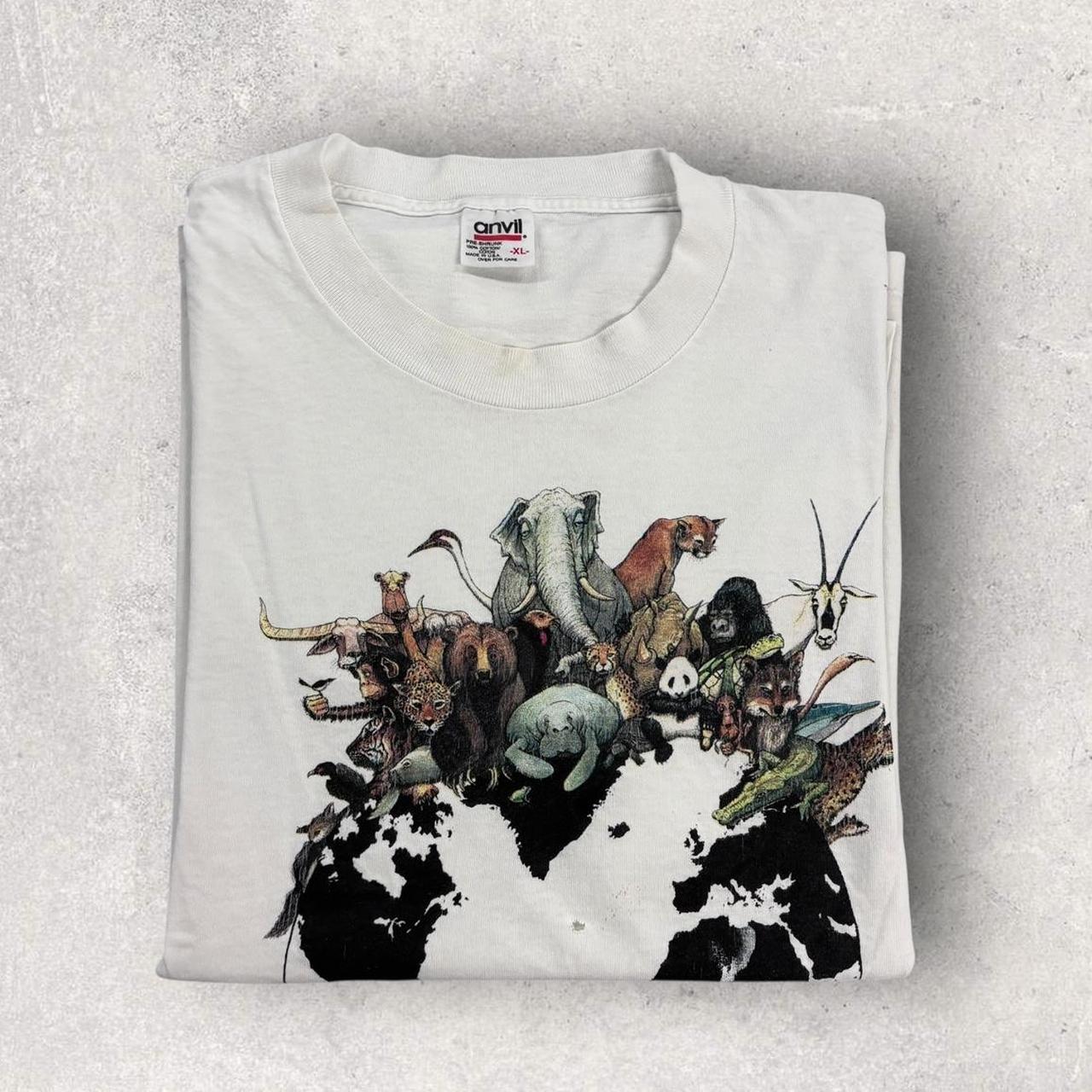 Vintage 90s USA humanitees “they were here first” nature wildlife graphic t-shirt