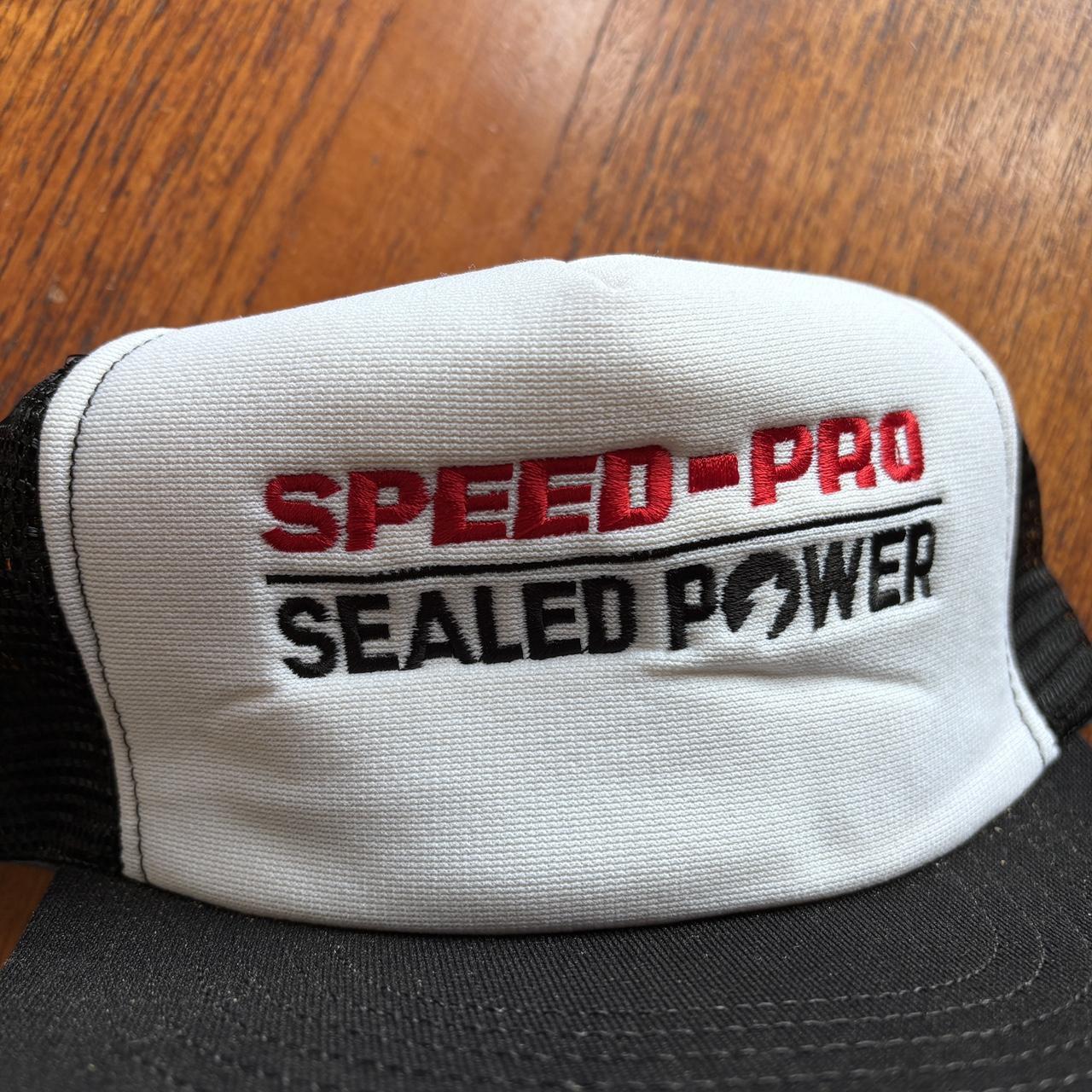 Vintage 90s USA Speed Pro sealed power piston rings automobile motors graphic trucker cap