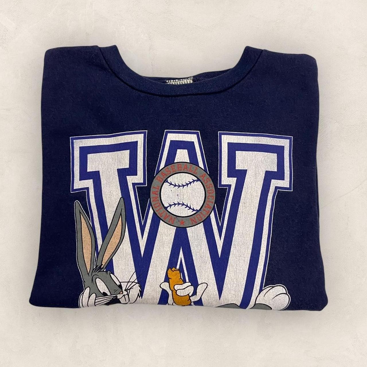 Vintage 90s USA Warner Bros National baseball association bugs bunny graphic sweatshirt