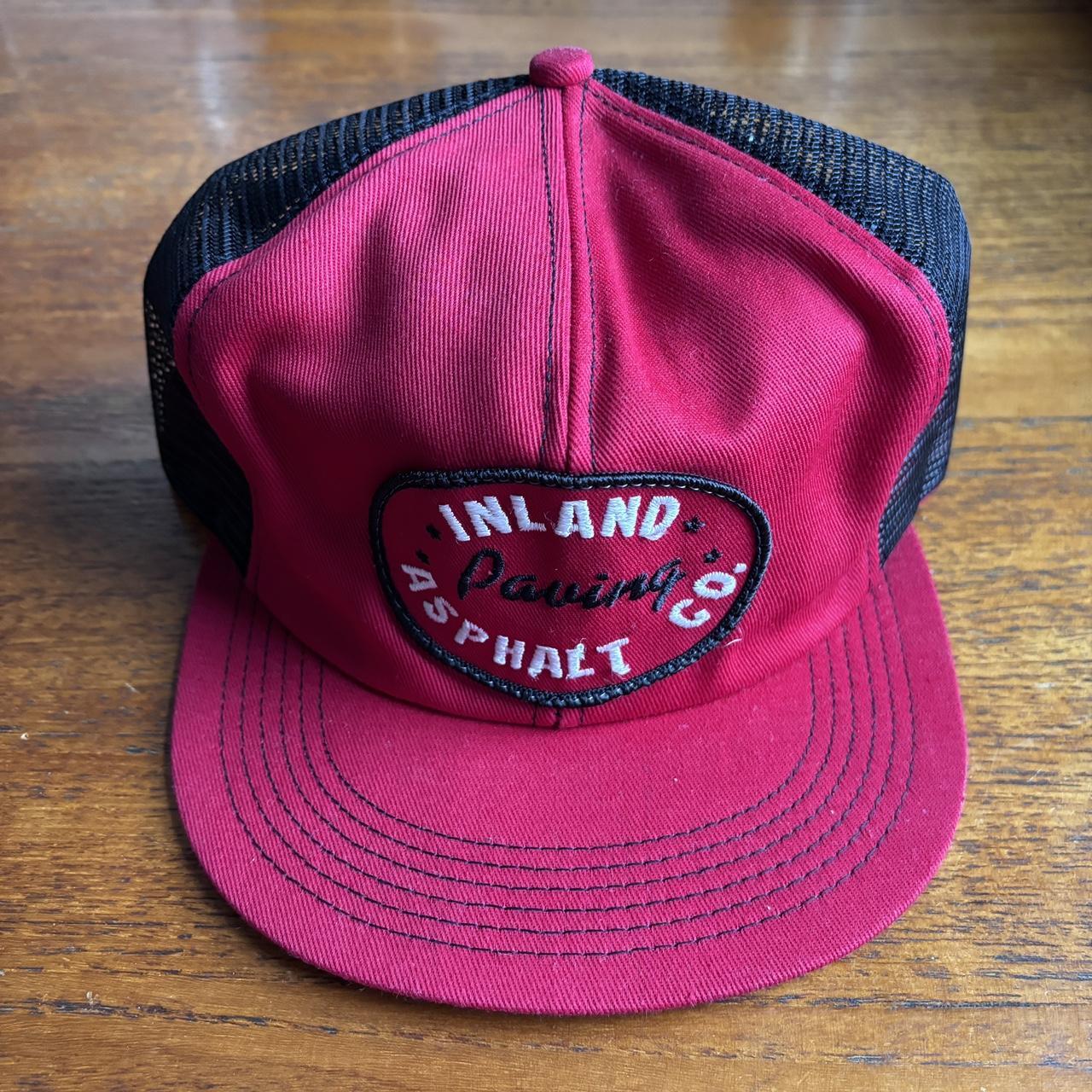 Vintage 90s USA Inland asphalt paving company graphic trucker cap