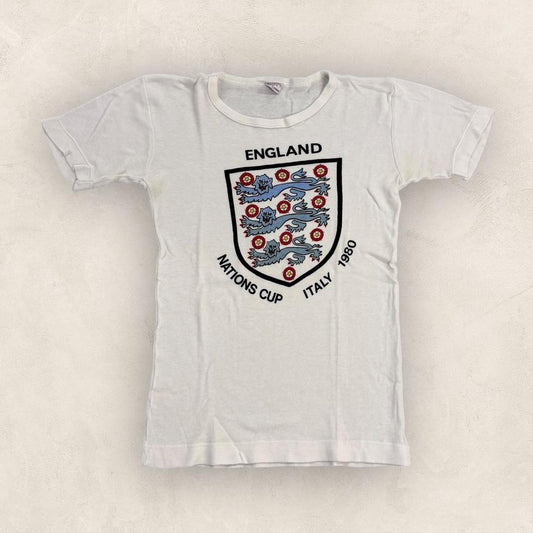 Vintage 80s England Nations Cup Italy 1980 European Championships football tournament t-shirt