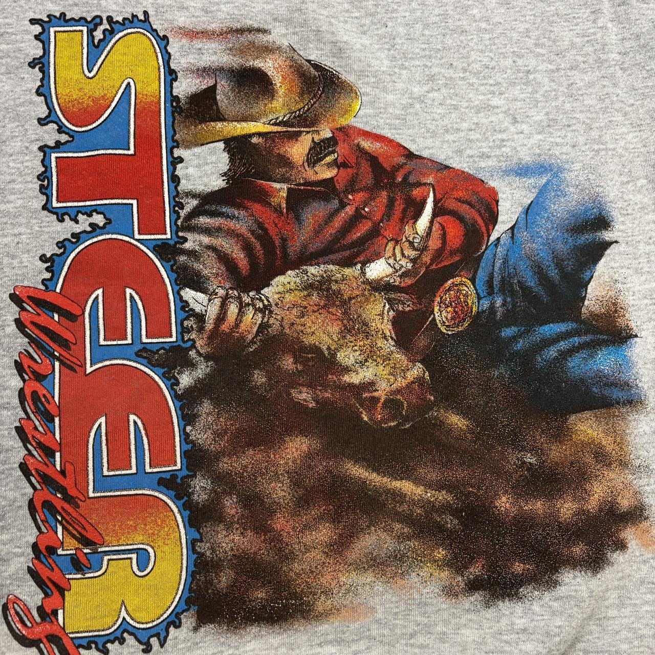 Vintage 90s USA Steer wrestling western rodeo bulls graphic sweatshirt