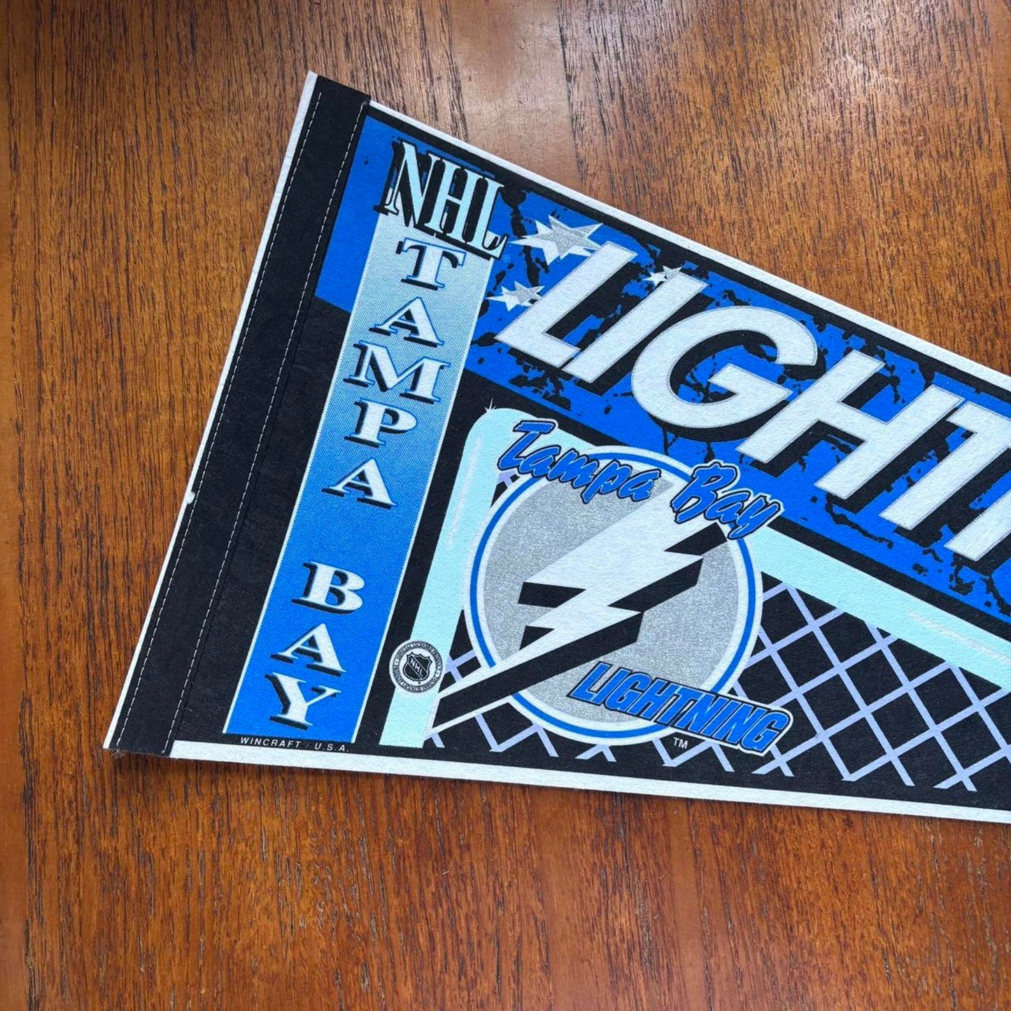 Vintage 90s USA Tampa Bay Lightning NHL ice hockey felt pennant