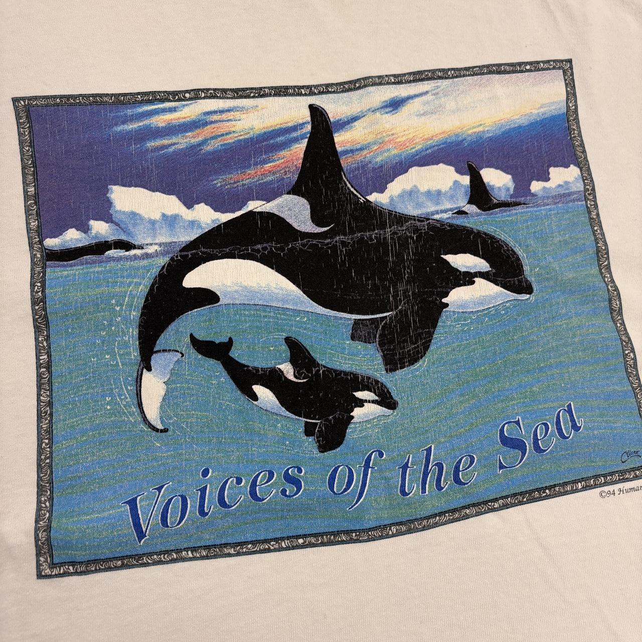 Vintage 90s USA Orca Whales humanitees nature wildlife long sleeve t-shirt