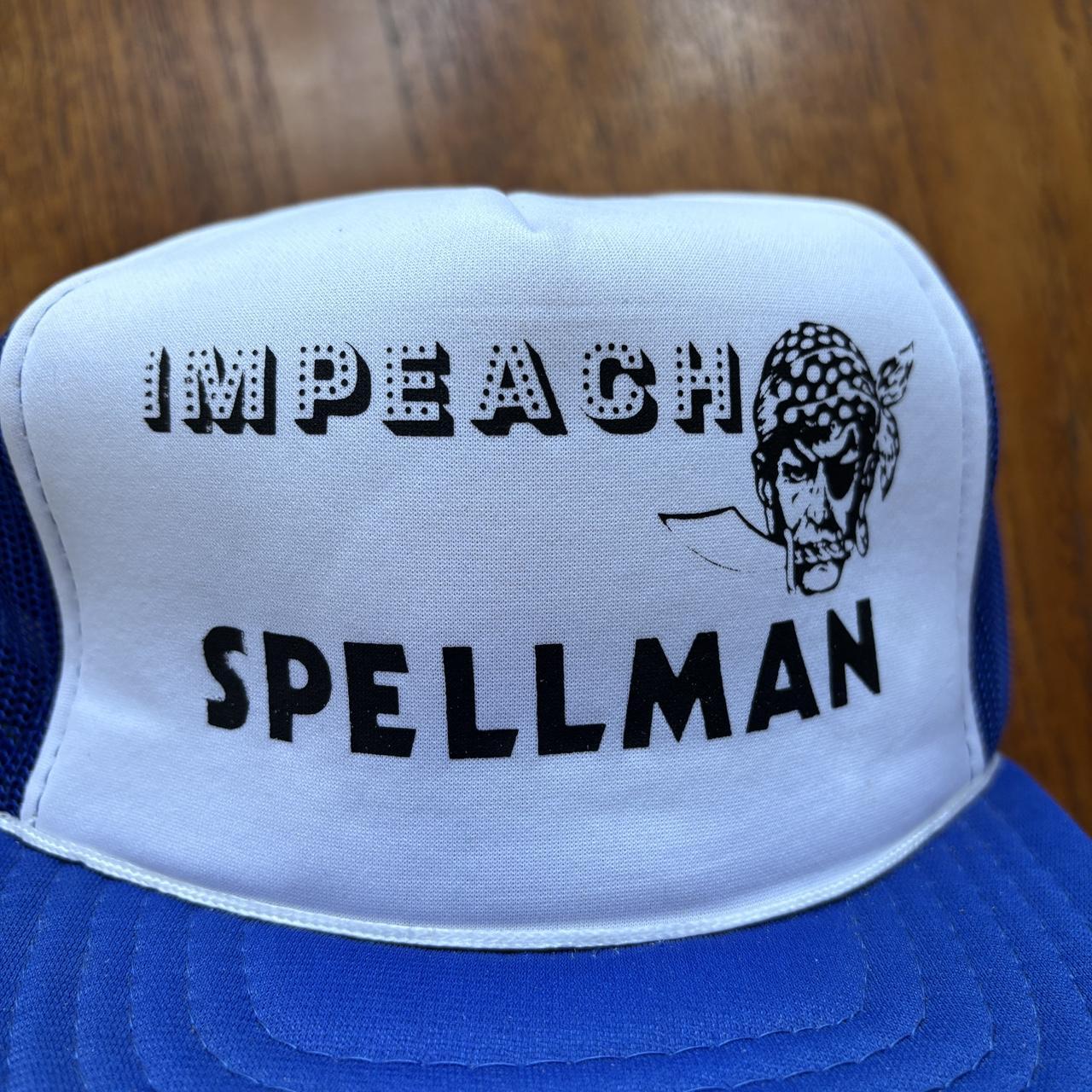 Vintage 90s USA impeach Spellman pirate graphic trucker cap