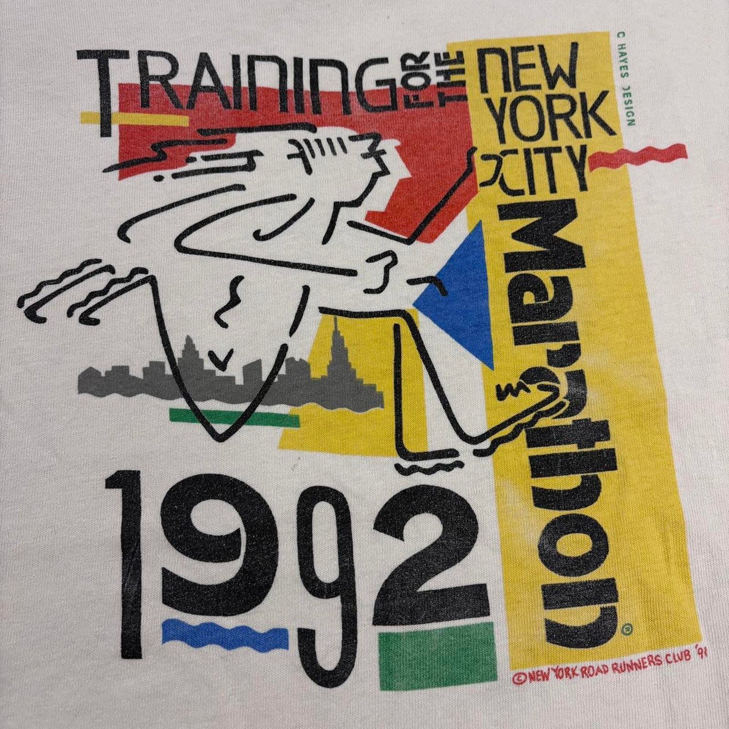 Vintage 90s USA New York City marathon road runners club training t-shirt