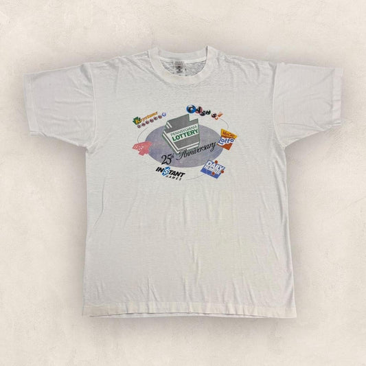 Vintage 90s USA Pennsylvania Lottery 25th anniversary graphic t-shirt