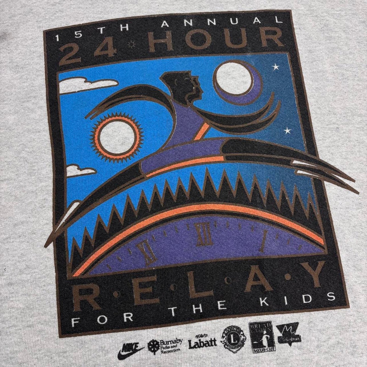 Vintage 90s Burnaby Canada 24 hour relay for the kids race running sweatshirt