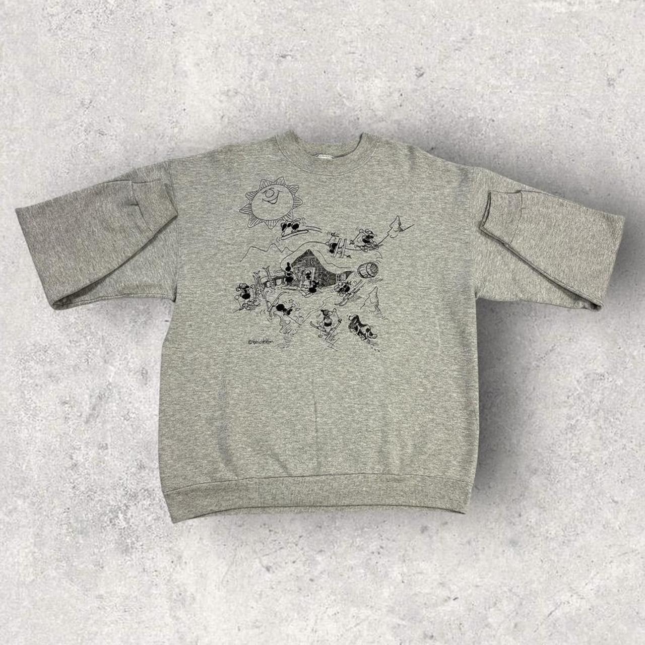 Vintage 90s USA Skiing snow sports Fabio Vettori illustration graphic sweatshirt