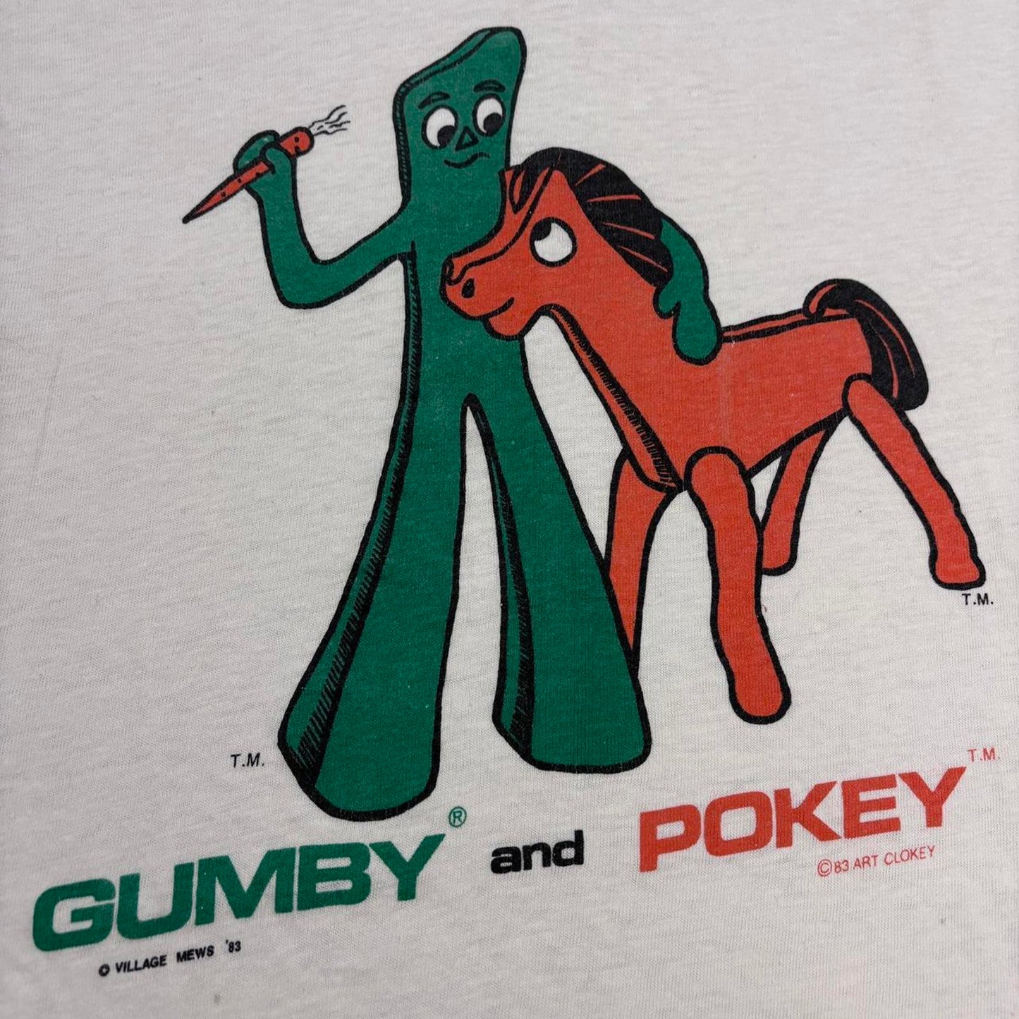 Vintage 80s USA Gumby and Pokey cartoon claymation Movie TV Series t-shirt