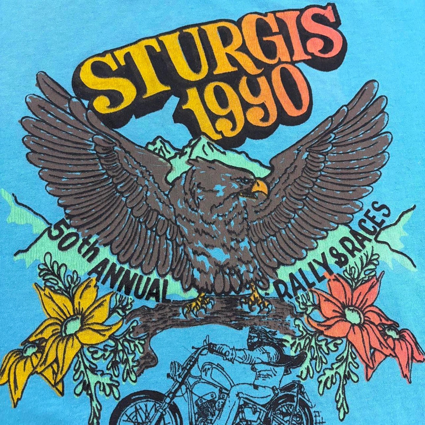 Vintage 90s USA Sturgis motorcycles 50th anniversary rally South Dakota t-shirt