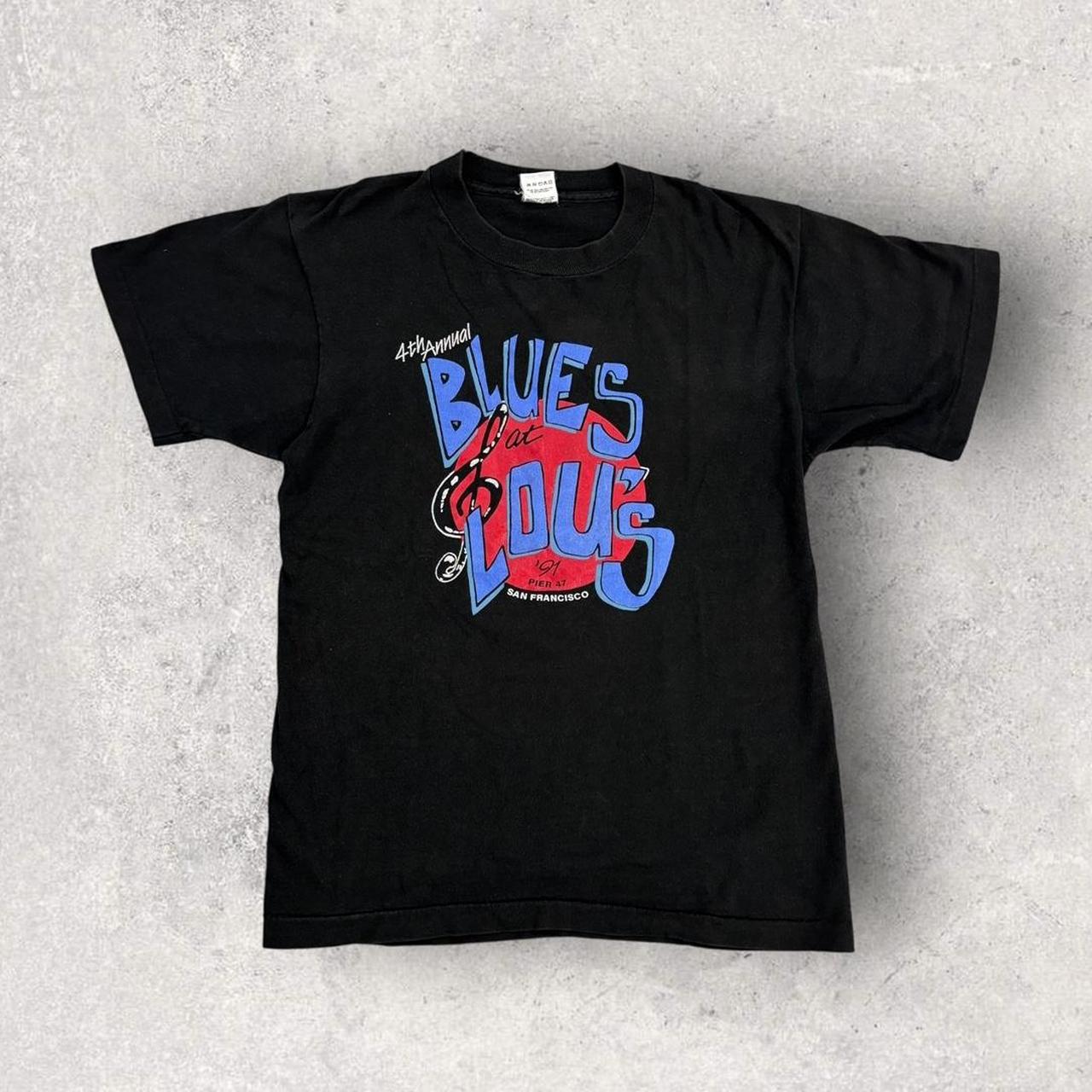 Vintage 90s USA Blues at Lou’s at Pier 47 San Francisco jazz music graphic t-shirt