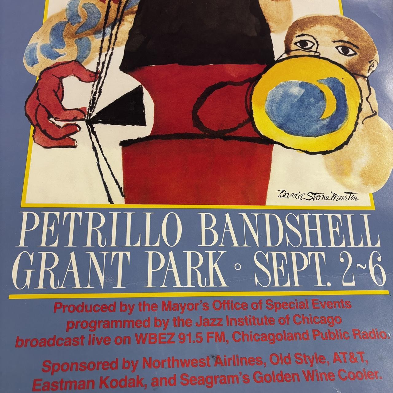 Vintage 80s Chicago Jazz Festival poster David Stone Martin print